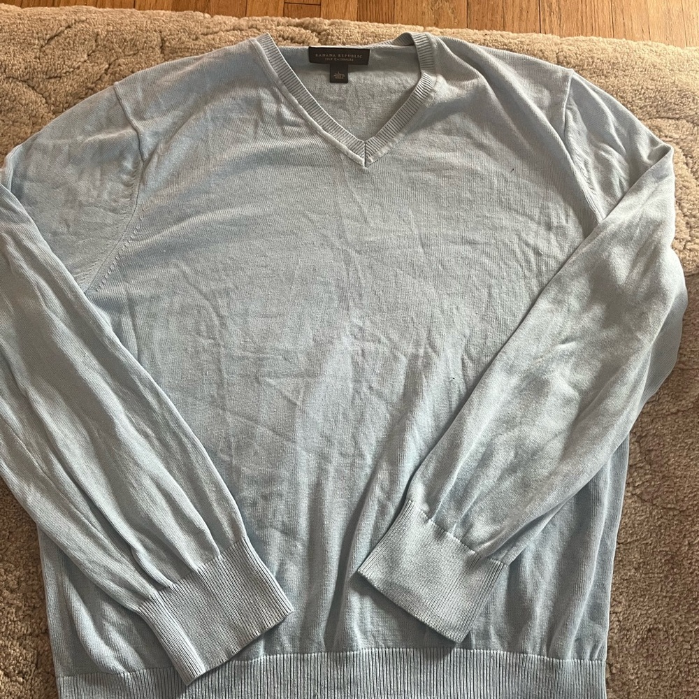 Banana Republic Sky Blue V-Neck Sweater